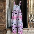 thumbnail image 1 of Women's Jumpsuit Halloween Print Casual Loose Vintage Shoulder Strap Cotton Linen, 1 of 3