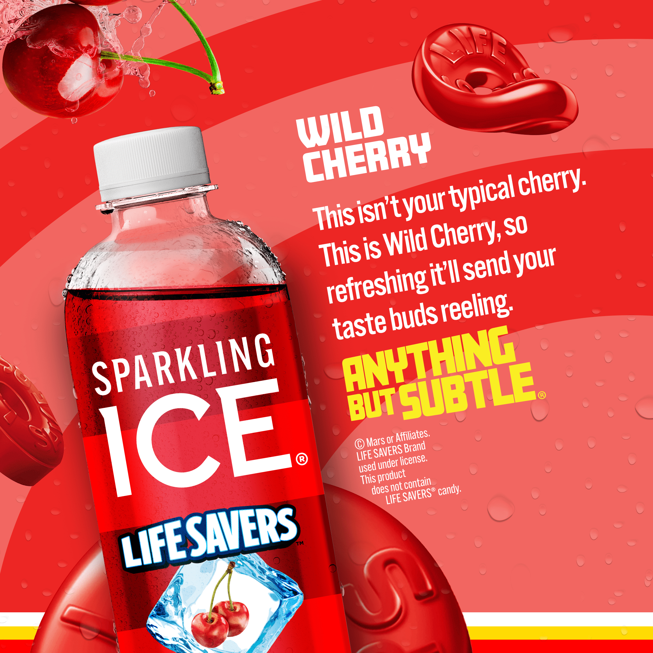 Sparkling Ice® Life Savers Wild Cherry 17oz bottle *Zero Sugar, Naturally Sourced Colors & Flavors*