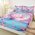 thumbnail image 3 of Manfei Boba Pink Axolotl Bed Sheets for Kid, Romantic Cherry Blossoms King Sheets, Kawaii Cartoon Animal Sheet Set,Luxury Bedroom Decor, 4 Pieces, 3 of 7