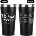 thumbnail image 2 of 20 oz Double-sided Vintage 1992 Coffee Tumbler Cup With Old Time Information, 30th Birthday Gifts for Women Men Parents, 30th Birthday Decoration, 30th Vacuum Cup with Lid Black, 2 of 6