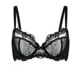 thumbnail image 5 of Deyllo Women Push up Lace Bra Plus Size Unpadded Full Cup Underwire Support Demi See Though Bra, Black 42C, 5 of 7