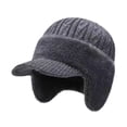 thumbnail image 2 of Gorro de invierno para hombre con orejeras, transpirable, ideal para ciclismo y jogging, regalo para papá. Gris, 2 of 9