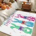 thumbnail image 4 of Happy Easter Washable Area Rug 3 x 5 ft Watercolor Green Blue Pink Bowknot Rabbits, Soft Non Slip Rugs Stain Repellent Indoor Felt Carpet for Living Dining Room Bedroom Home Office, 4 of 9