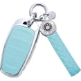 thumbnail image 1 of for Hyundai Key Fob Cover with Keychain, Blue Leather Rhinestone Key Case Protection Shell Compatible with 2022 2021 2020 Sonata Santa fe Tucson Bling Car Accessories, 1 of 7