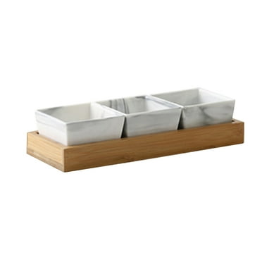 Nordic Ceramic Marble Fruit Plate Creative Candy Dish Dried Fruit Tray Snack Food Storage Plate for Party Home (3 Grid, Grey)