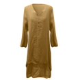 thumbnail image 3 of Winter Fall Dresses for Women Wedding Guest Long Sleeve Casual Solid Dress O-Neck Irregular Loose Long Dress, 3 of 5
