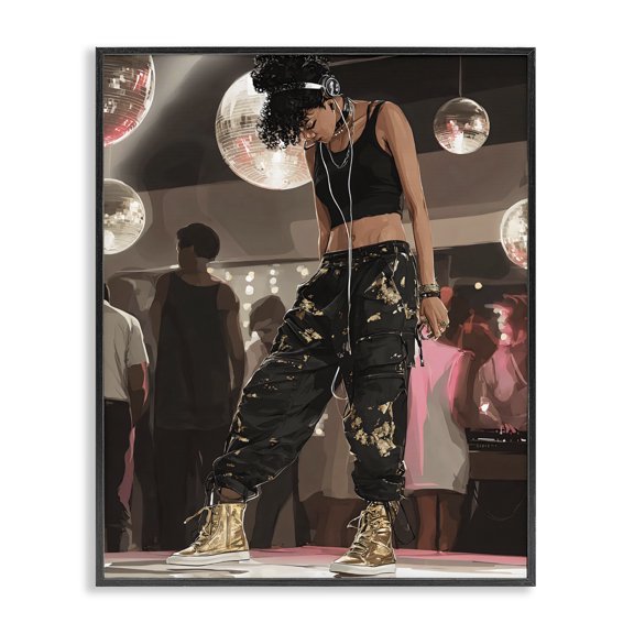 Stupell Industries Silent Disco Lone Dancer Black Framed Giclee Art, design by Franklyn Gregory