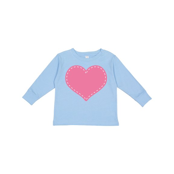 Inktastic Pink Heart (Stitch Border) Girls Long Sleeve Toddler T-Shirt