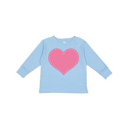 

Inktastic Pink Heart (Stitch Border) Gift Toddler Toddler Girl Long Sleeve T-Shirt