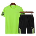 thumbnail image 5 of Camisa de running de manga corta para hombre + pantalones cortos, top de culturismo, camiseta de fútbol-Conjunto gris-XXXL BmatwkZeng Bmatwk Jersey, 5 of 5