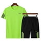 thumbnail image 5 of Camisa de running de manga corta para hombre + pantalones cortos, top de culturismo, camiseta de fútbol-Conjunto rojo-XXXL BmatwkZeng Bmatwk Jersey, 5 of 5