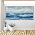 thumbnail image 5 of Abstract Ocean Landscape Oil Painting on Canvas Extra Large Wall Art Blue Sky Beach Decor for Modern Living Room Wall Decor,Unstretched,Frameless,(102*204cm)40*80Inches, 5 of 5