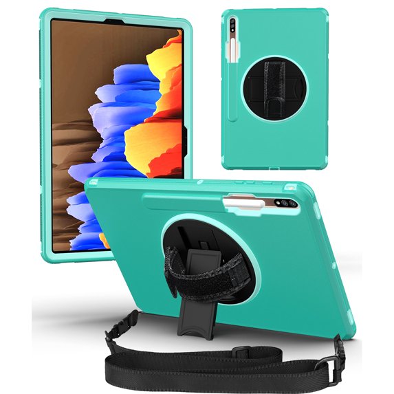 Dteck Case for Samsung Galaxy Tab S8 Ultra, Galaxy Tab S8 Ultra Case 14.6 Inch SM-X900/X906 2022, Rotating Kickstand Shockproof Heavy Duty Drop Protection with Shoulder Strap,Blue