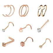 12Pcs Nose Rings 20G Cartilage Hoop Earrings Stainless Steel Screw CZ Studs Piercing Jewelry Set