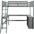 thumbnail image 5 of Harper & Bright Designs Twin Size Loft Bed with Desk, Wooden Loft Bed Frame with Ladder & Shelves (Twin Loft with Ladder, Gray), 5 of 8