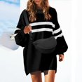 thumbnail image 2 of Yuhangmm Womens Hoodies Pullover Womens Oversized Striped Sweatshirt Long Sleeve Crew Neck Casual Pullover Tunic Tops with Cozy Warm Material Black XXL, 2 of 9