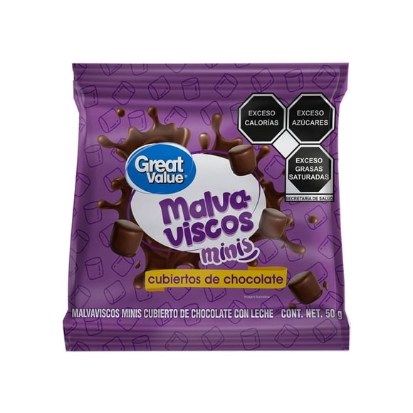 Malvaviscos minis Great Value cubiertos de chocolate 50 g