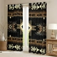 thumbnail image 2 of Erosebridal Boho Bohemian Curtains for Living Room,Black Brown 30%-50% Blackout Curtains Set of 2 (38x45),Curtains Pack of 2 (38x45),Aztec Decor, 2 of 6