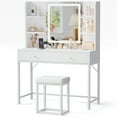 thumbnail image 3 of White Vanity, Lighted Vanity Set with Mirror, Storage & Stool — The Perfect Gift for Girls & Women, 3 of 11
