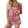 thumbnail image 1 of Gibobby Pijamas mujer calientitas Conjunto de pijamas para mujer, pijamas de talla grande para mujer, pijamas informales, pantalones cortos con tirantes para mujer(Rosa caliente,CH), 1 of 5
