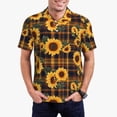 thumbnail image 1 of Fotbe Brown Blue Plaid Sunflower Camiseta Polo de Golf para Hombre con Estampado – Camisa Deportiva Transpirable con Cuello Abotonado-X-Large, 1 of 6