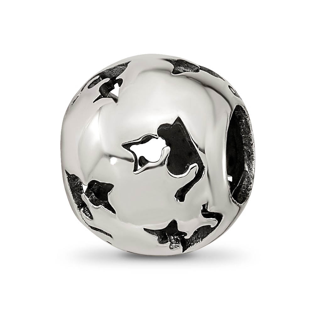 Sterling Silver Reflections Cutout Cat Bead