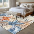 thumbnail image 5 of Ocean Starfish Washable Living Room Rugs 6'x9', Watercolor Eucalyptus Leaves Shell Retro Low Pile Throw Large Area Rug Non-Slip Sturdy Edge Binding Carpet for Dining Room Kitchen Office, 5 of 9