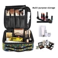 thumbnail image 2 of FORMRS Travel Makeup Bag Large Capacity Train Case Cosmetic Organizer with Adjustable Dividers, Green Floral Garden, 2 of 8