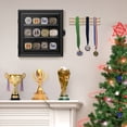 thumbnail image 7 of Championship Ring Display Case, 12 Ring Posts Baseball Ring Holder, Wall Mount Wooden Shadow Box for Multiple Championship Rings, 7 of 7