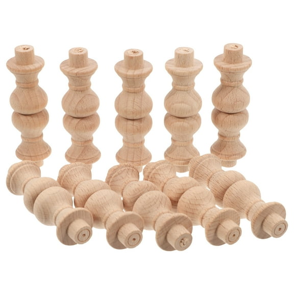 KAKOWELY 10Pcs Wood Spindles Roman Pillar Shape Solid Wood For Diy Projects And Furniture Crafts In Khaki