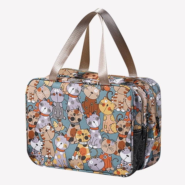 Yhmxh Bolsa de almuerzo colorida, bolsa de almuerzo térmica, lonchera portátil, reutilizable, bolsa térmica con diseño de gatos, para la escuela, la oficina, el trabajo, picnic y la playa.