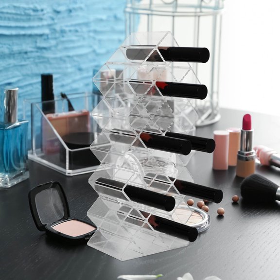 ibasenice Cosmetics Holding Rack Acrylic Transparent 1Pack Desktop Lip Gloss Holder Organizer