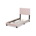 thumbnail image 3 of Benjen Glam Light Pink Velvet Fabric Upholstered Twin Size Panel Bed, 3 of 5