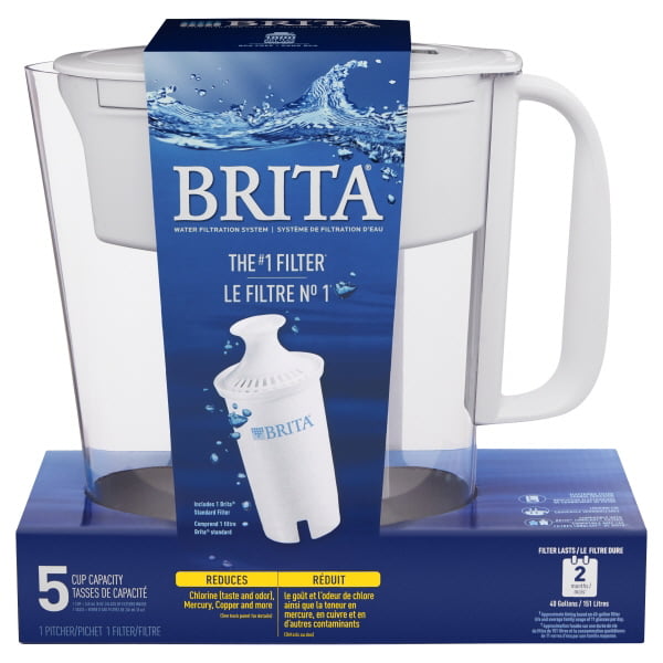 Brita Small 5 Cup Water Filter Pitcher with 1 Standard Filter, BPA Free ...
