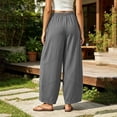thumbnail image 4 of Cagogo Women Plus Size Harem Elastic Waist Flowy Long Lounge Pants with Pockets Casual Beach Vacation Loose Wide Leg Trousers Summer Travel Clothing, Gray S, 4 of 8