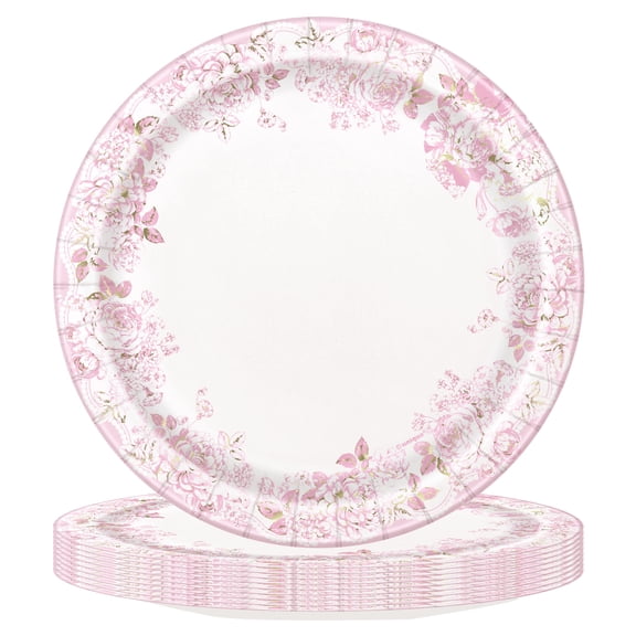 10 Count 7 Inch Light Pink Floral Party Plates by Way To Celebrate