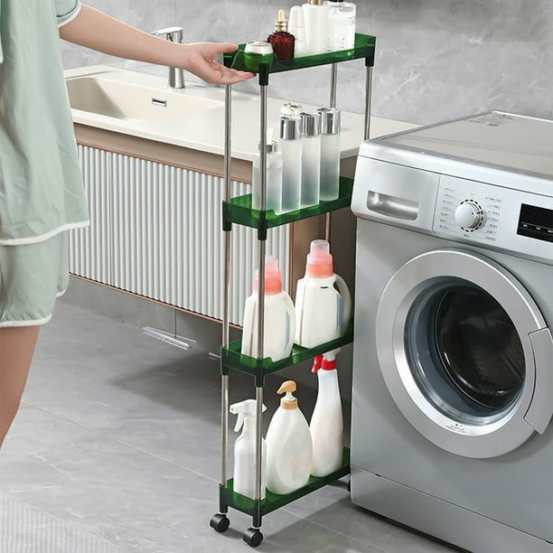 Carro de Almacenamiento Delgado con Ruedas para Organizar El Cuarto de Lavado, Estantería Móvil de 4 Niveles con Ruedas, Carrito Utilitario con Ruedas para Cocina, Baño y Lavandería.