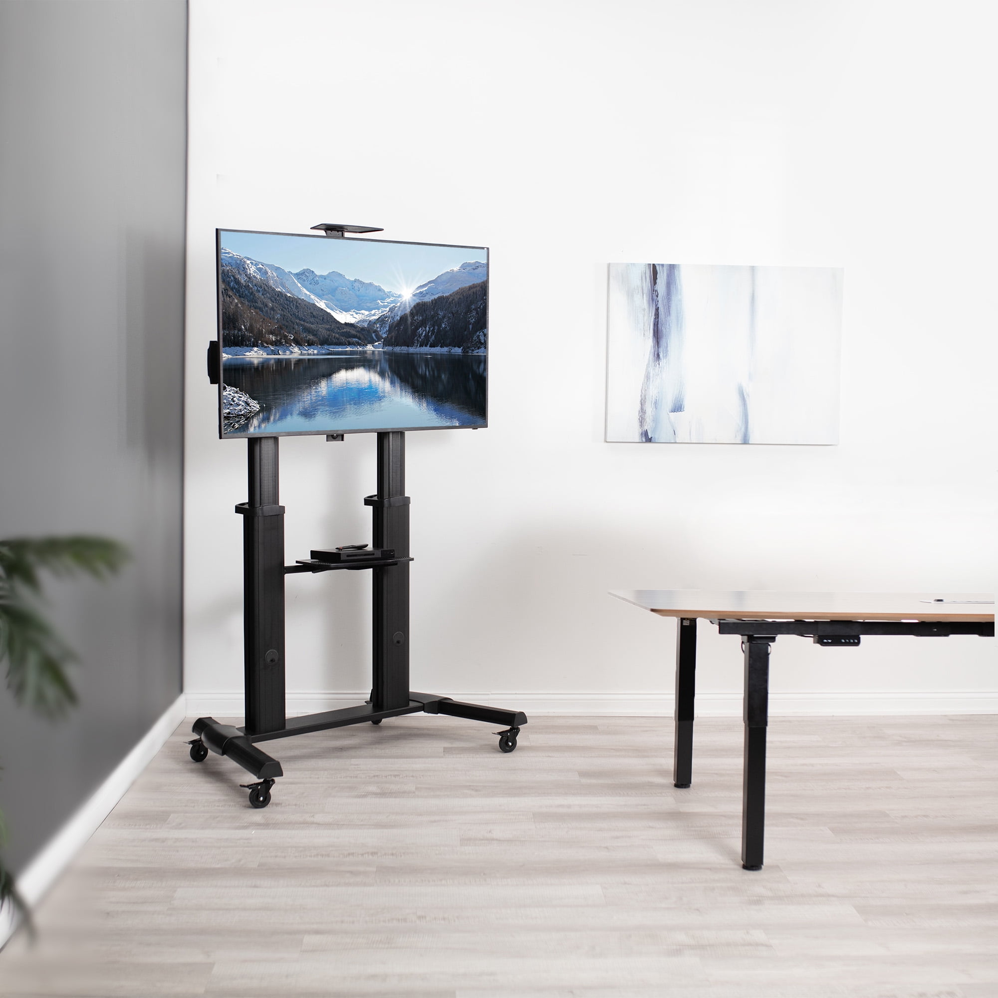 Black Ultra Heavy Duty Mobile Stand TV Cart Mount, Fits 32" to 100" Flat Screens