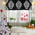 thumbnail image 5 of Baroque Black Curtain Valances for Windows, Kitchen Valance Window Treatments Panel 2 Pack, Vintage Damask Classic Floral Rod Pocket Short Curtains for Bathroom Bedroom 42 x 12 Inch, 5 of 8