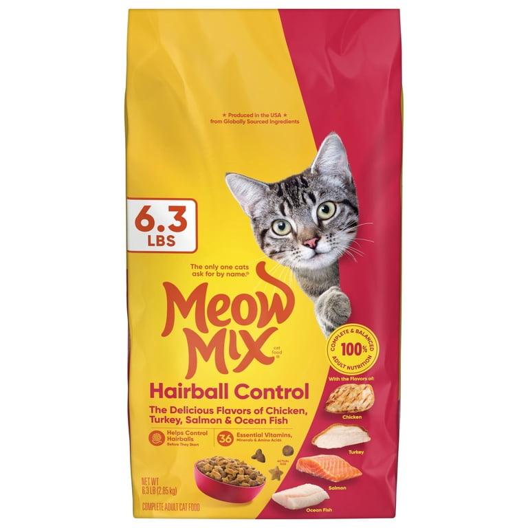 エルモ　ELMO ADULT DRY FOOD FOR CATS Meow Mix, Dry Cat Food, Hairball Control, 6.3 lb bag - Walmart.com