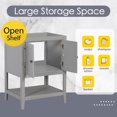 thumbnail image 2 of 24" Bathroom Vanity Without Sink,  Bathroom Vanity Cabinet with Doors and Open Shelf, Modern Small Bathroom Vanity, Solid Wood Frame, Bathroom Cabinet Base Only, Gray, 2 of 7
