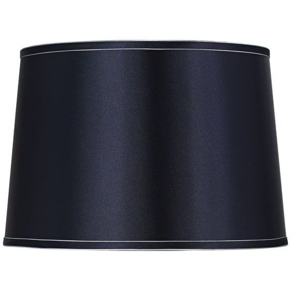 Springcrest Sydnee Navy with Silver Trim Medium Drum Lamp Shade 14" Top x 16" Bottom x 11" Slant (Spider) Replacement with Harp and Finial
