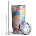 thumbnail image 2 of 20oz Tumbler with Lid and Straw Stainless Colorful Daisy Steel Vacuum Insulated Water Coffee Tumbler Cup, Double Wall Vacuum Insulated Travel Mug Reusable Tumblers for Ice Drinks, Hot Beverage, 2 of 7
