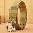 thumbnail image 2 of Fashion Classic Metal Buckles Outdoor Sports Canvas Belts Fabric Braided Belt Waistband KHAKI, 2 of 8