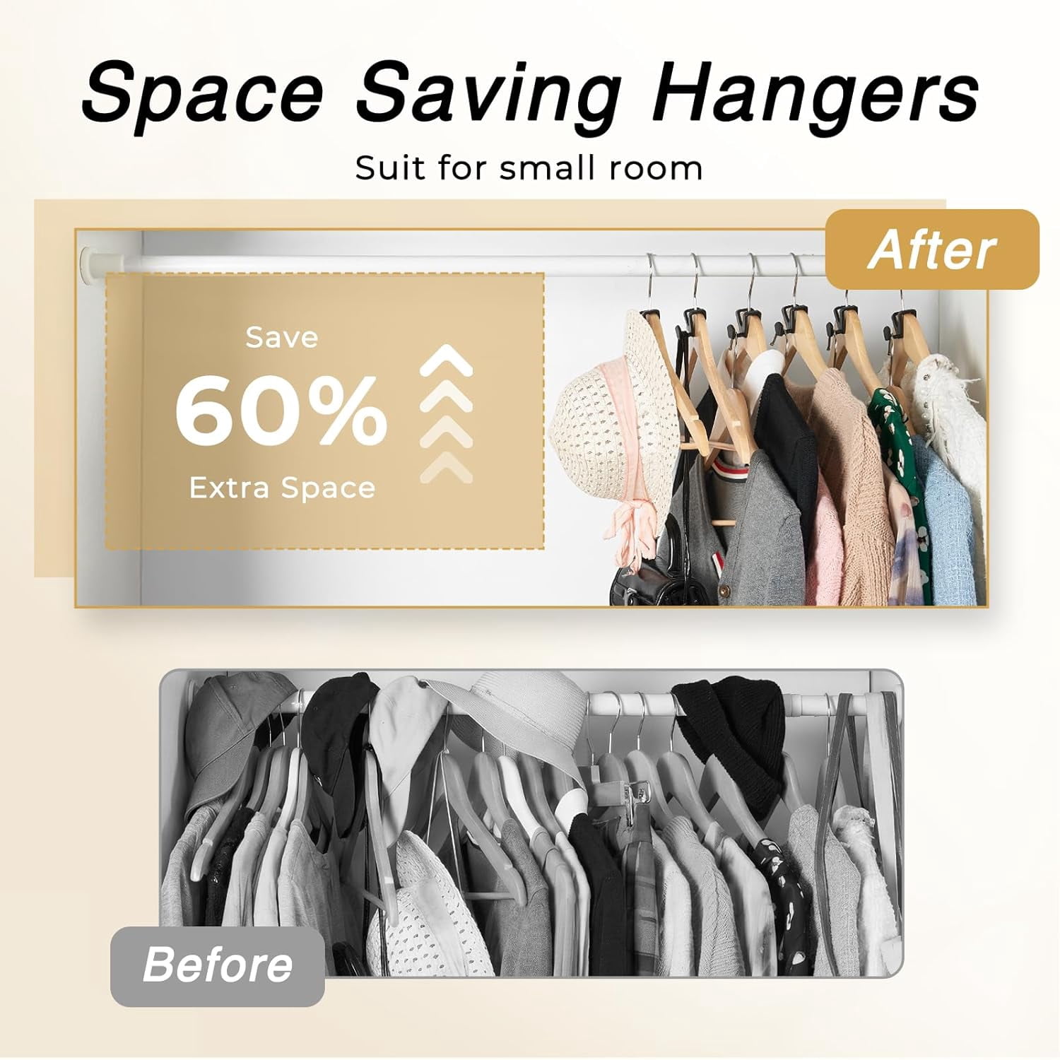 Space Saving Hanger Hooks 60 Pack, White Clothes Hanger Connector Hooks, Heavy Duty Hangers Hook Space Saver, Sturdy Hanger Connector Hook, Premium Cascading Hangers for Closet
