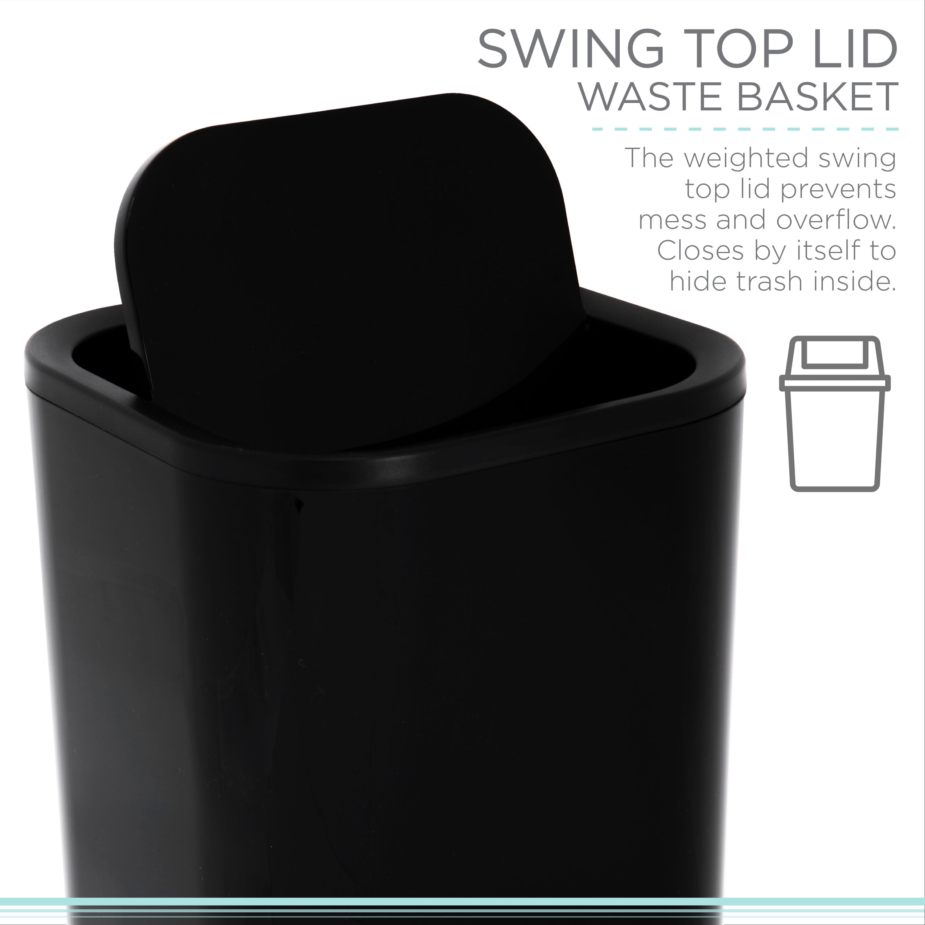 Bath Bliss 2.1 Gallon Acrylic Bathroom Trash Can in Black