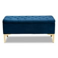 thumbnail image 4 of Baxton Studio Valere Ottoman de Rangement en Velours Bleu Marine et Or avec Boutons Capitonnés, 4 of 11