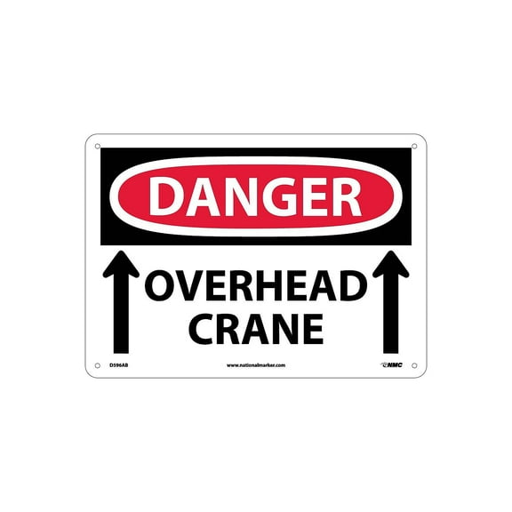 National Marker Danger Signs; Overhead Crane Up Arrows 10X14 .040 Aluminum D596AB