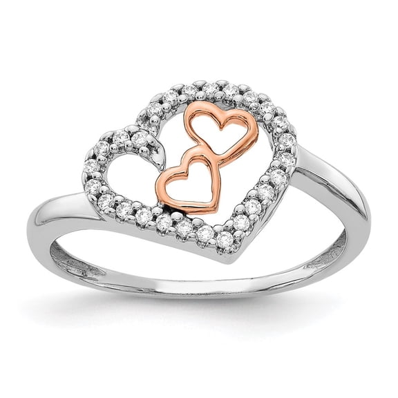 Auriga Fine Jewelry 14K Two-tone Gold Diamond Heart Ring Size 6for Women
