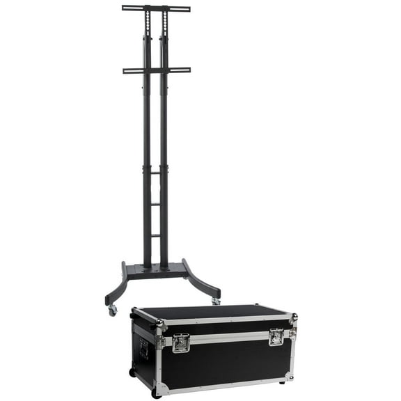 Flat Screen TV Stand for 32" to 65", Portable with Wheels, Steel, Includes Travel Case (MBTVKDBKC)